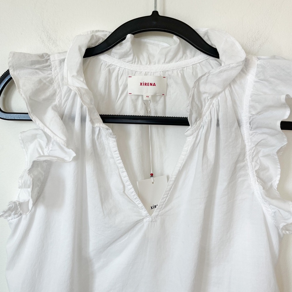 XiRENA White Ruffle Sleeve V-Neck Blouse - Picture 6 of 14